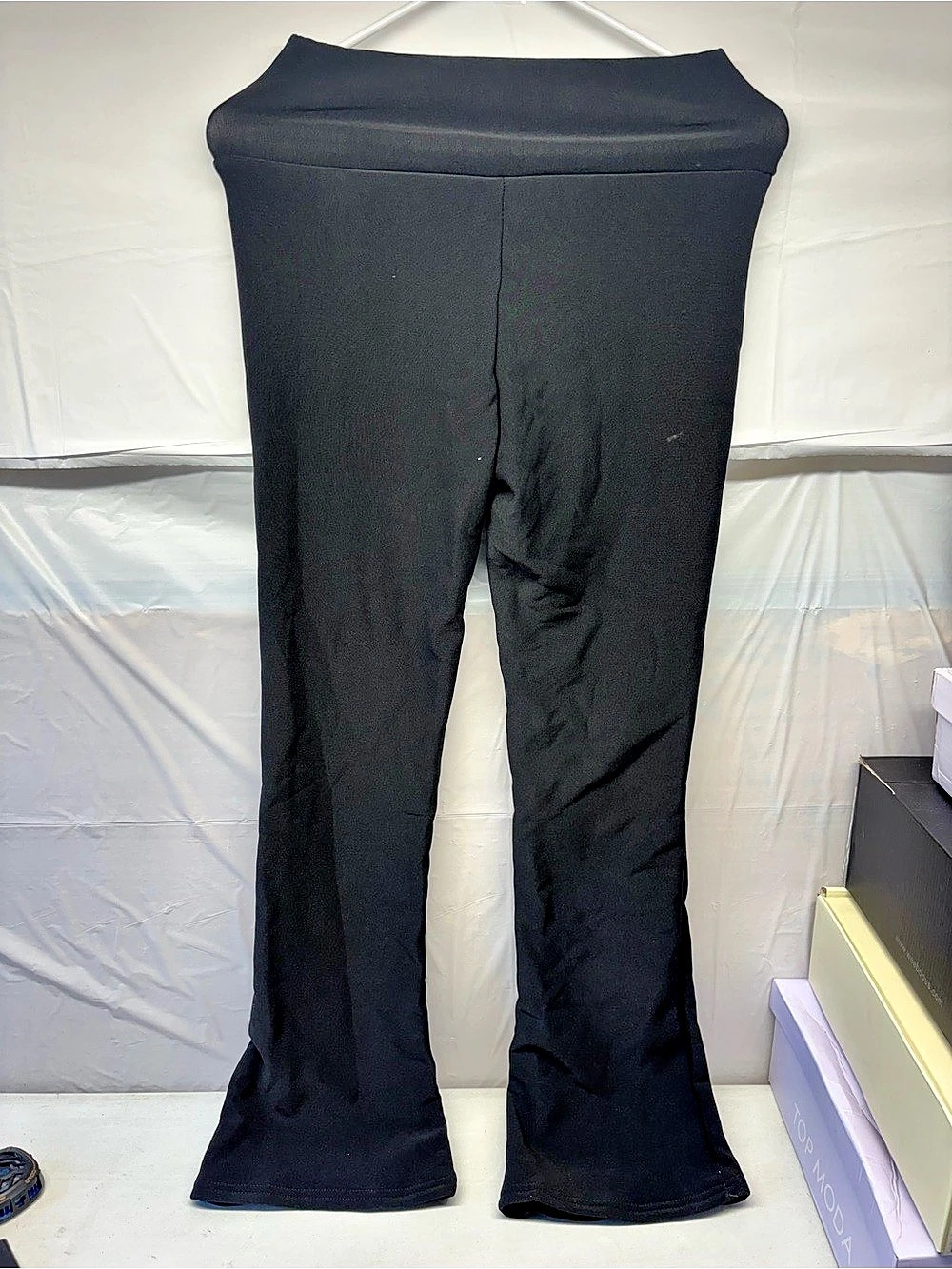 Fashion Black Fleece-Lined Flare Leggings Size Small
